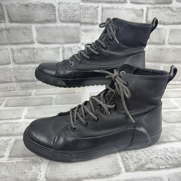 Hunter Unisex Dipped Canvas High-Top Sneakers Black Size M10/W12 - Picture 3 of 12